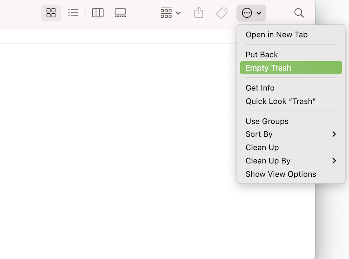 Empty Trash bin on Mac